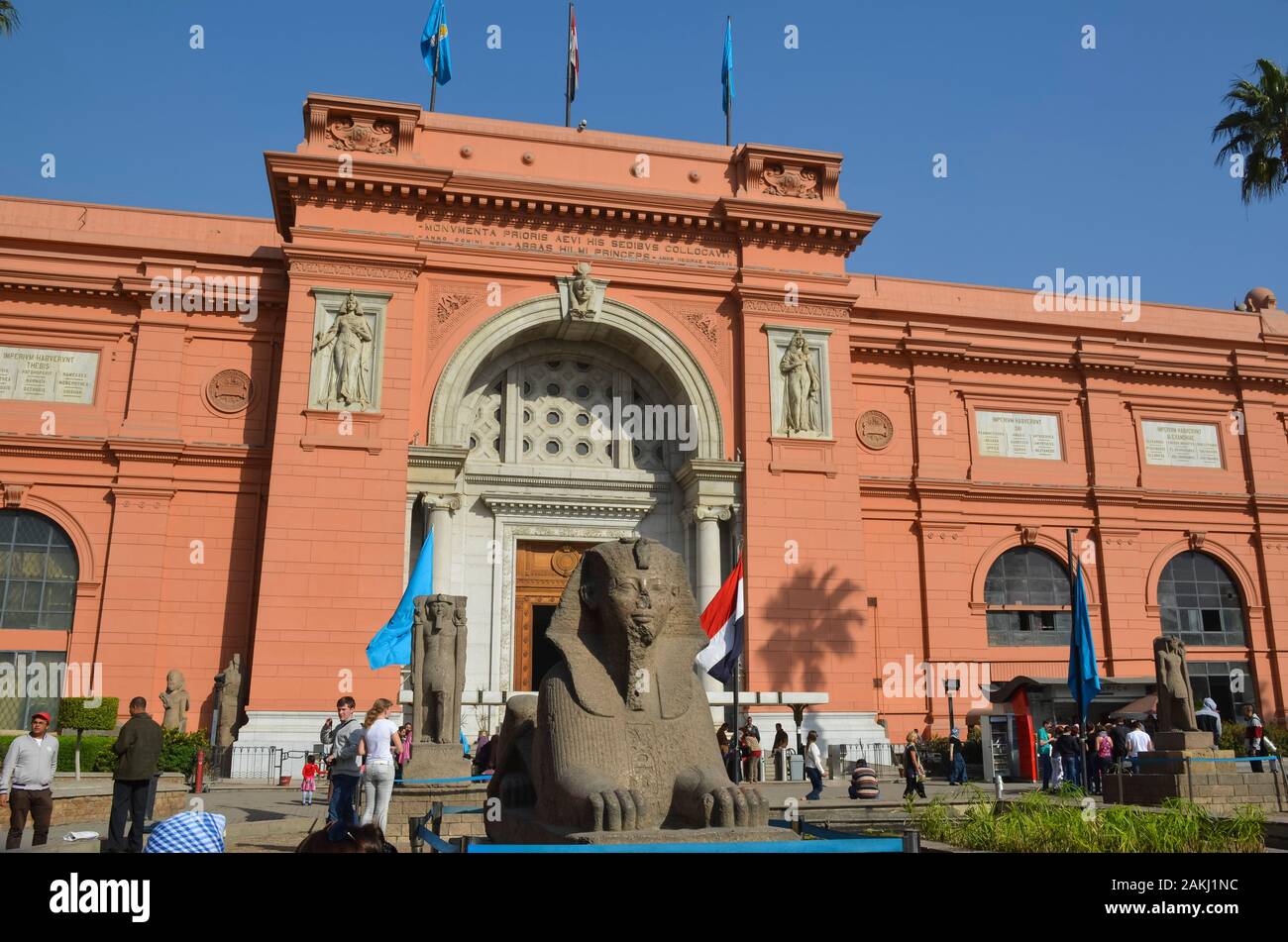 Kairo, Ägypten - Januar 22, 2013: Aussehen des ägyptischen Nationalmuseum. Ägyptische Antiquitäten Museum, eines der berühmtesten Museen der Welt Stockfoto