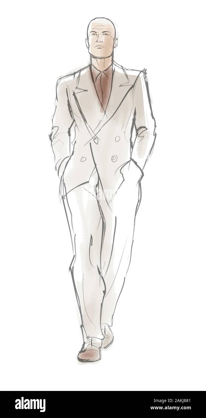 Schöne stilvolle Mann im eleganten Anzug - Vector Illustration (Ideal für den Druck auf Stoff oder Papier, Plakat oder Tapeten, Haus Dekoration) Stock Vektor