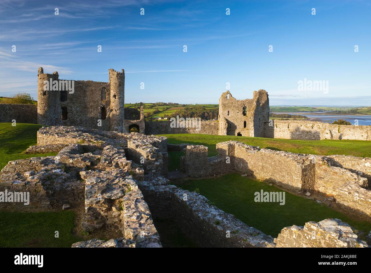 Llansteffan Schloss und Tywi Mündung Carmarthenshire Westwales Stockfoto