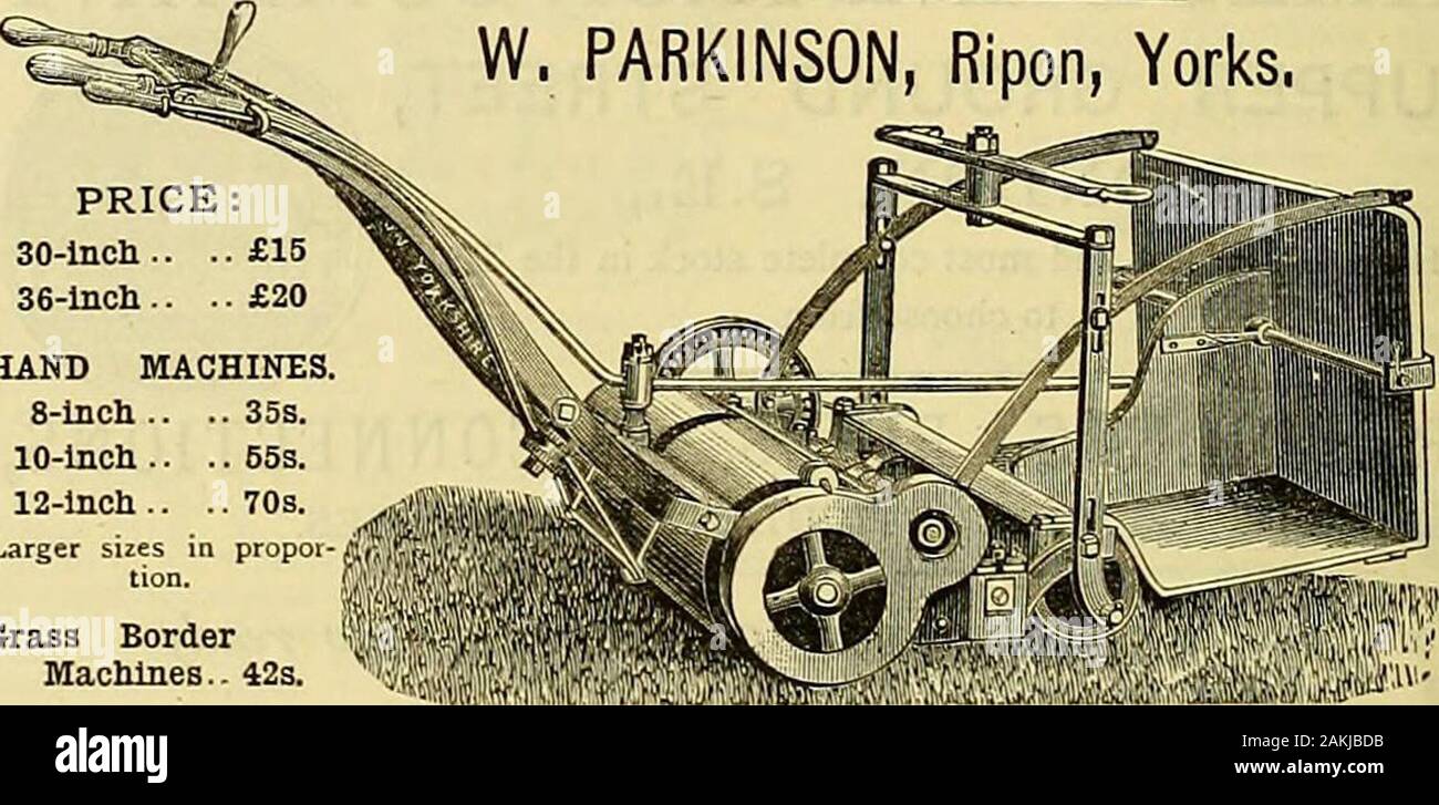 Die Gärtner' Chronik: Eine wöchentliche Illustrierte Zeitschrift über Gartenbau und verwandte Themen. G. RDEN BOXEN und Leuchten sind in der Regel keptStock und HOLZHÄUSER geeignet für die Store-houseTool - Häuser, &c. Illustrierte Blätter gesendet, post-frei, zur Anwendung. Internationaler Preis 8 TUDLEY ROYAL PONY MASCHINE W. PARKINSON, Ripon, Yorks.. Gebrauchtmaschinen S-incli.. .. 35 S 10 Zoll.. .. 55 s 12 Zoll.. .. 70 s Größere Größen in propertion. Gras BorderMachines.. 42 s T/te Rote Haus, RothJiam, Nov. 24, 1879. Sir, - Ihr StudlRoyal 36-Zoll HorsPower Maschine, whiwas auf meinem grouall letzte Jahreszeit verwendet wird, hat sehr givthe gre Stockfoto