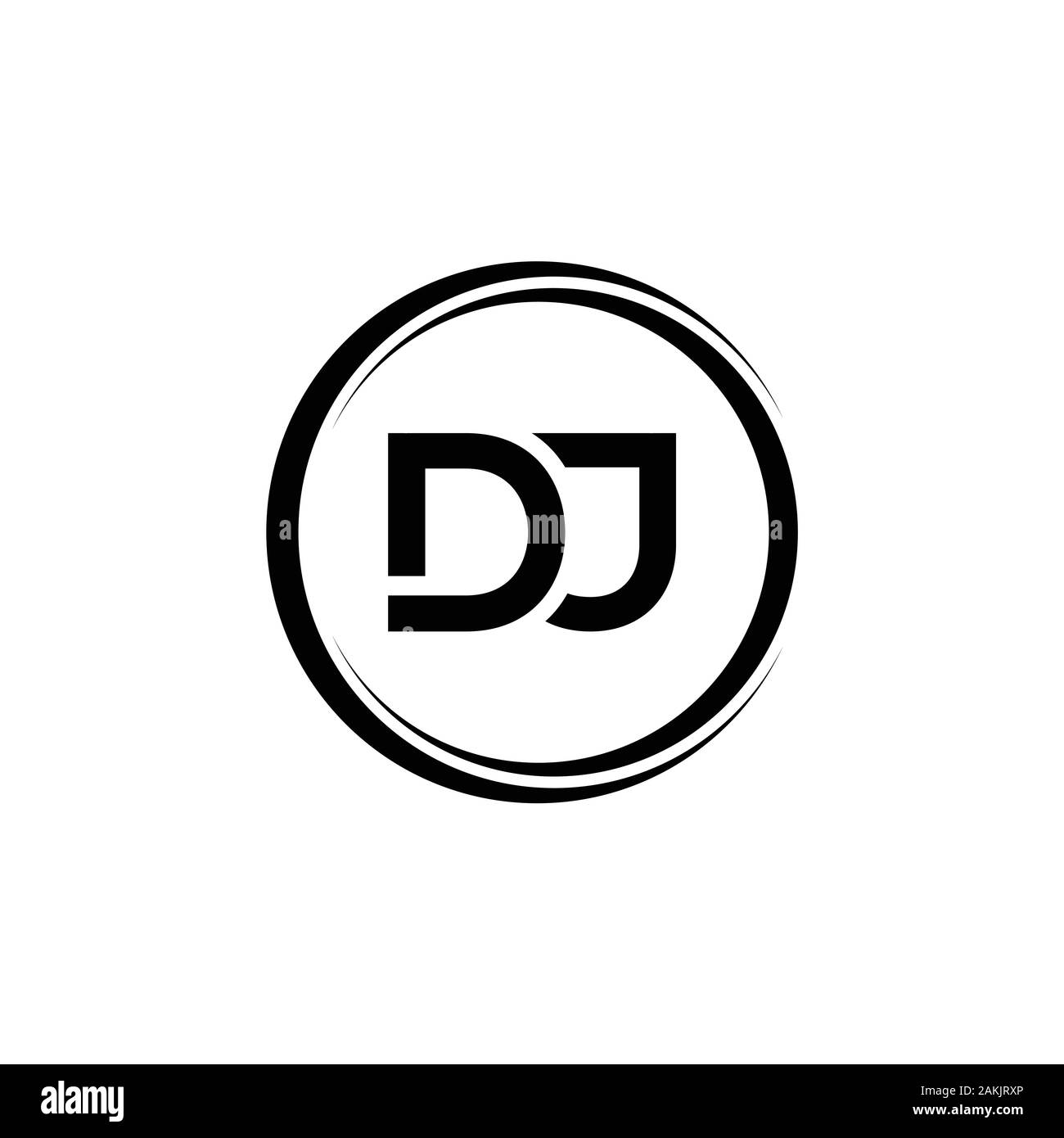 Erste DJ Schreiben Logo mit Kreativen Moderne Typografie Vektor Vorlage. Kreative Abstract schreiben DJ Logo Vektor. Stock Vektor