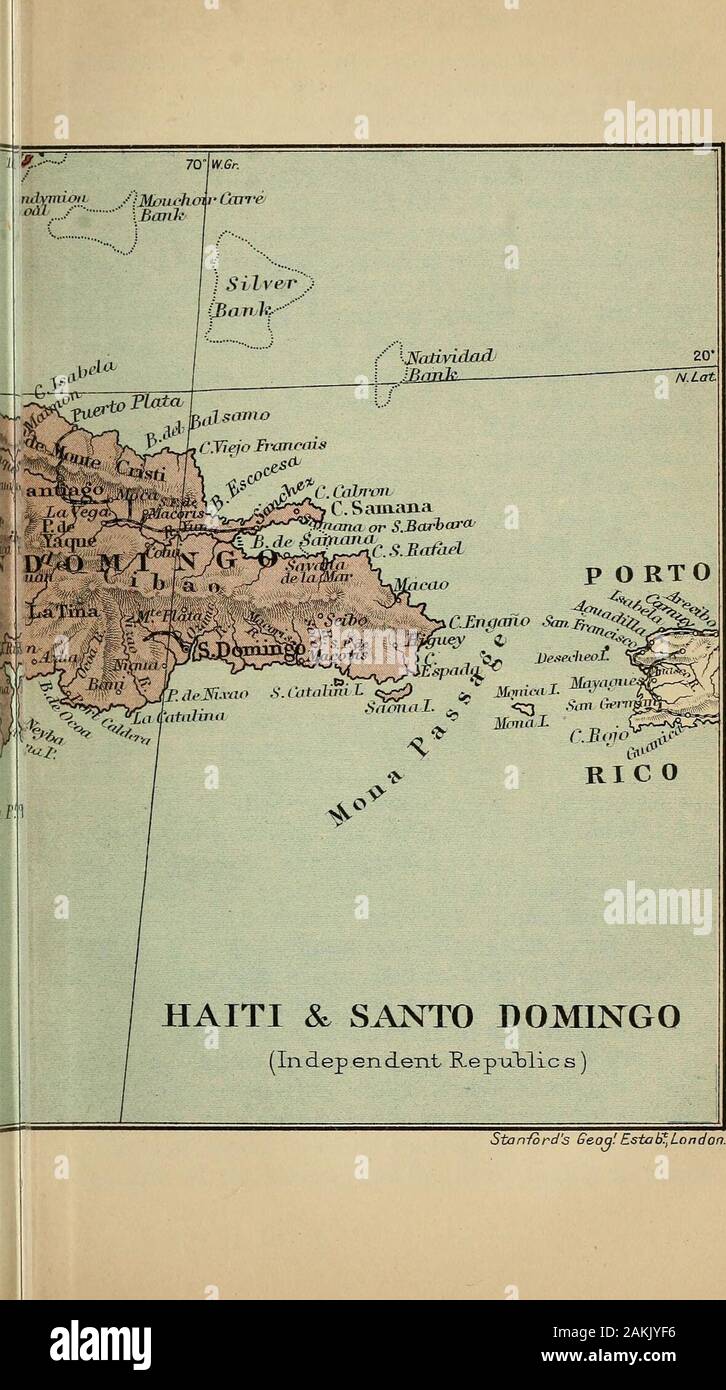 Der Pocket Guide zu den Antillen, British Guiana, Britisch Honduras, den Bermudas, den spanischen und den Panamakanal. RailwaysSCALE der englischen Meilen. Stan-Furten Geog. 10.2 * London. HAITI UND SANTO DOMINGO 411 der Insel, die Sie gehalten wurde durch den Vertrag ofRyswick an Frankreich abgetreten. Nach alternativprojekt Kolonie 1722, die wascalled Saint Dominigue, blühte, und es weiterhin toprosper bis zur Französischen Revolution von 1789, als mit Freilauf farbige Menschen forderten, dass die Grundsätze der theRevolution auf sie ausgedehnt werden sollte. Dies war die opposedby weiß, und die beiden Klassen in Feindschaft. In der 1. Stockfoto