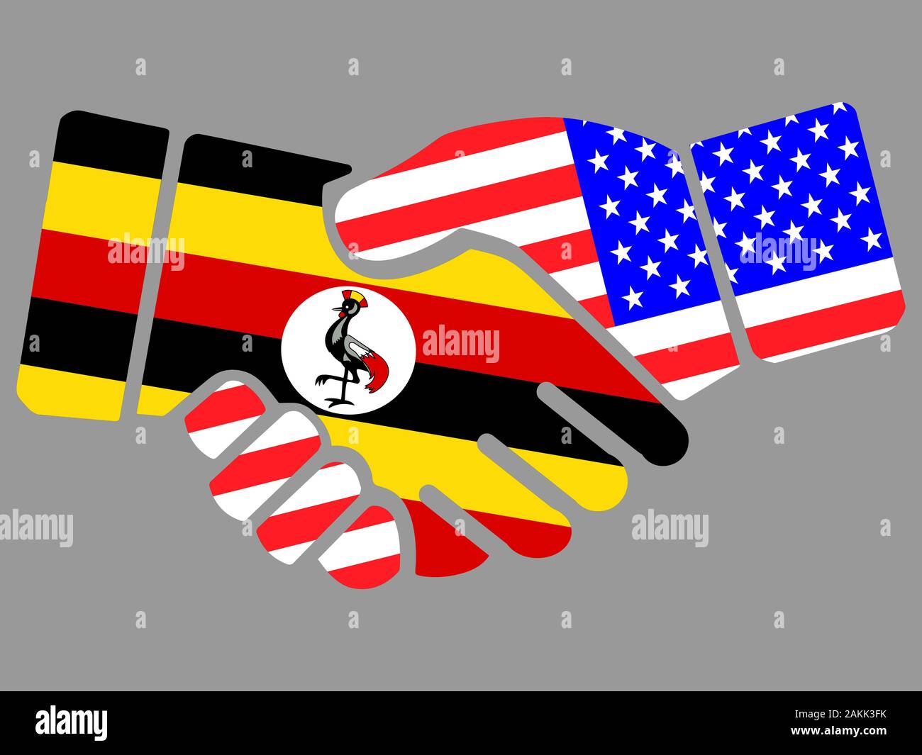 Uganda und USA Flaggen Handshake Vektor Stock Vektor