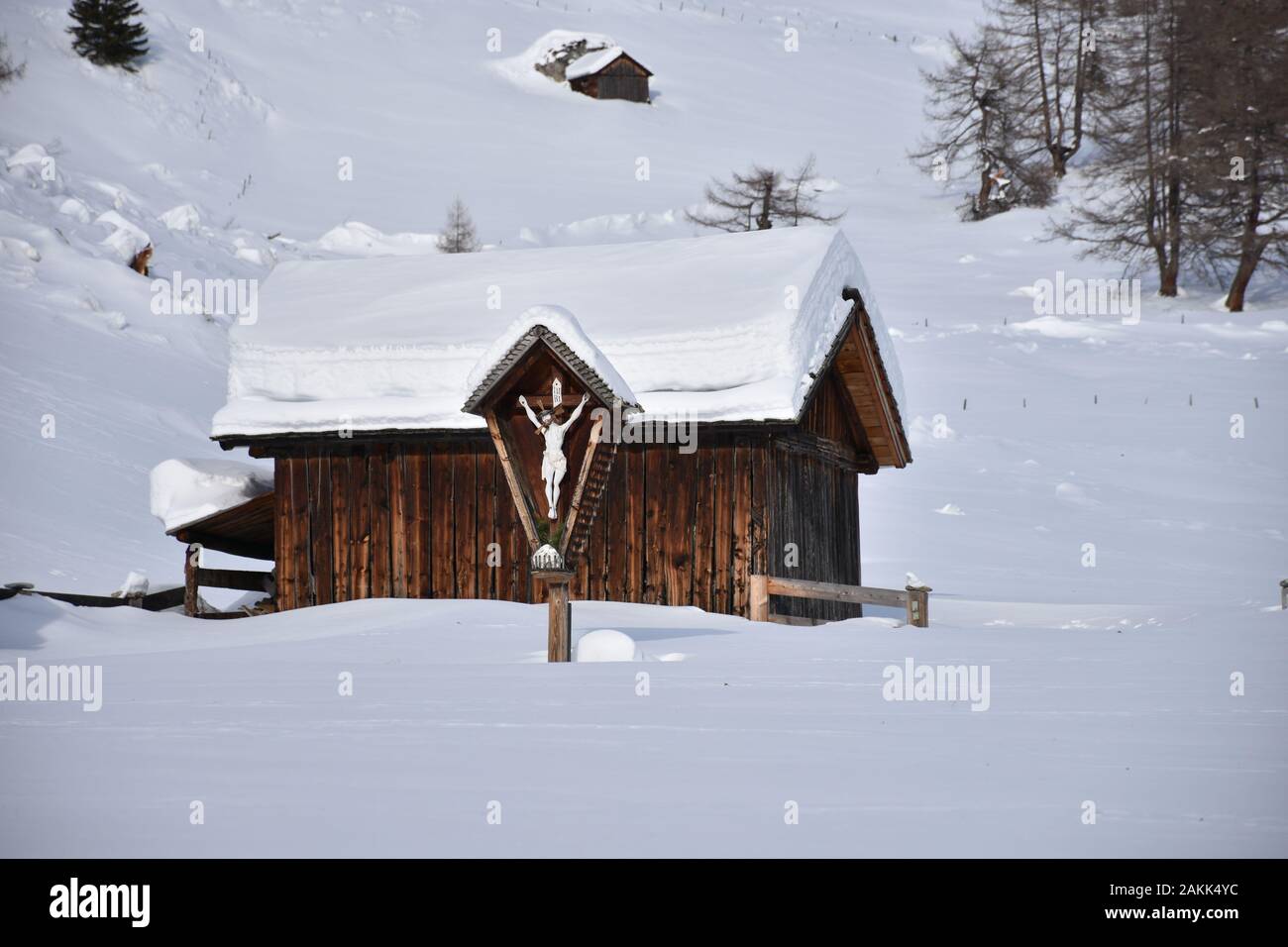 Lucknerhaus, Großglockner, Kals am Großglockner, Ködnitztal, Verschneit, Winter, Zugeschneit, eingeschneit, Tiefschnee, Jahreszeit, Wald, Alm, Huteral Stockfoto