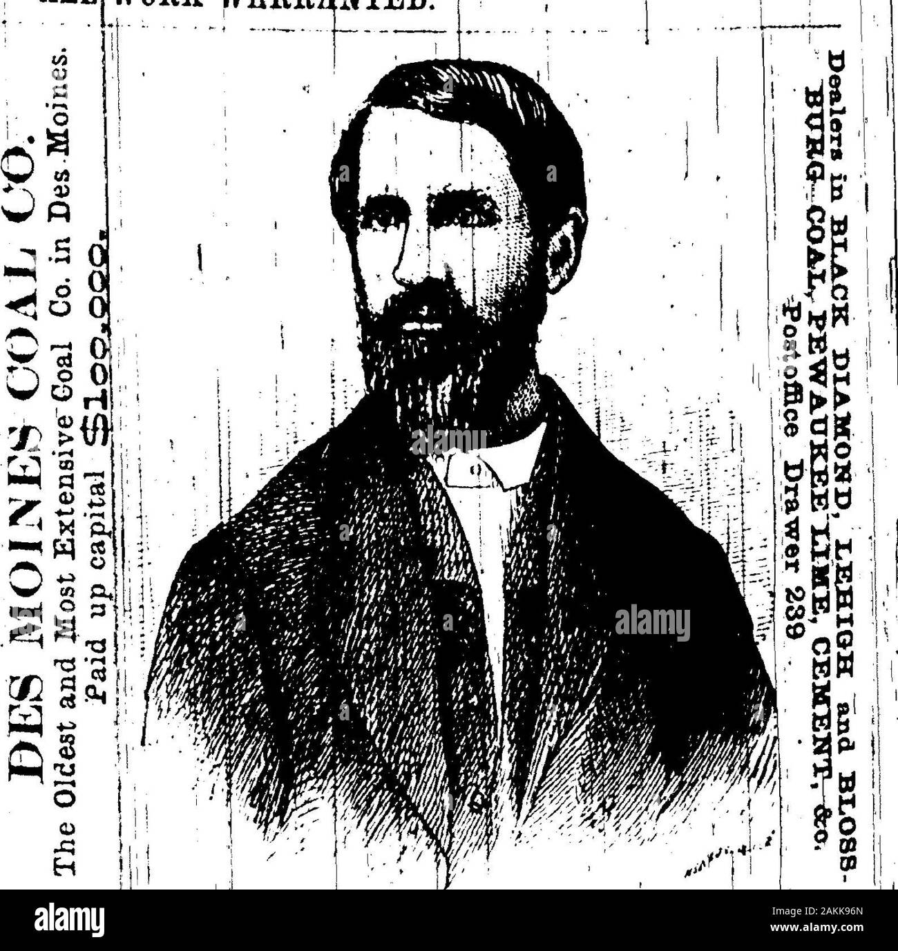 1876 Des Moines und Polk County, Iowa, Stadt Verzeichnis. cAsii: pdR-Wolle bezahlt und f Arbeiten gewährleistet. Walken, Crnin -^. WESLEY, Gen. Silpt EEDHEAD Stockfoto