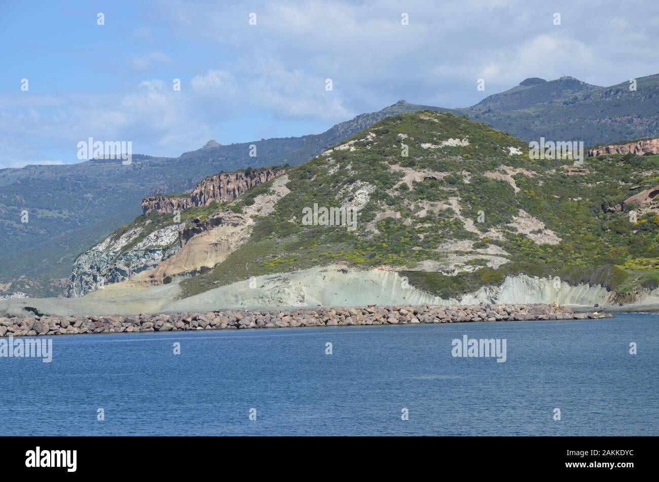 Die Ansicht von Bosa Marina, Sardinien Stockfoto