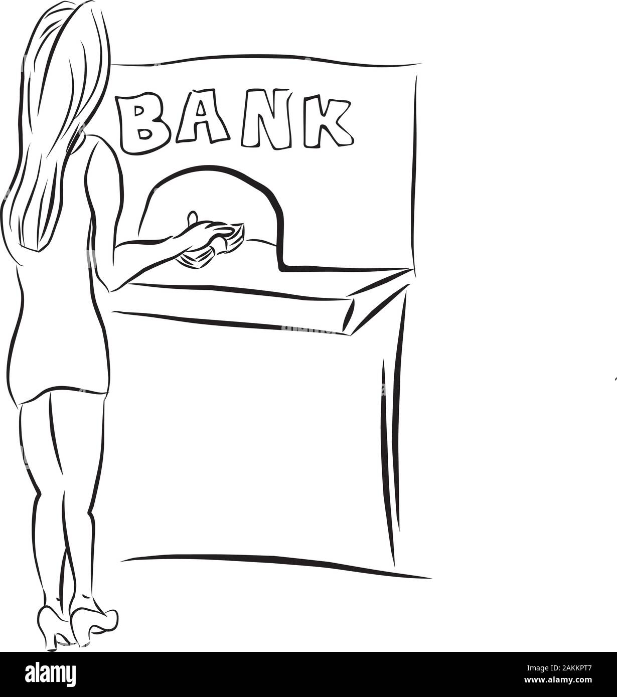 Frau in der Bank Stock Vektor