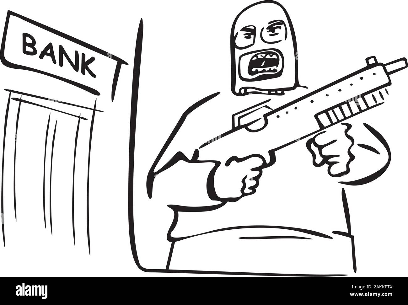 Gangster vor der Bank Stock Vektor