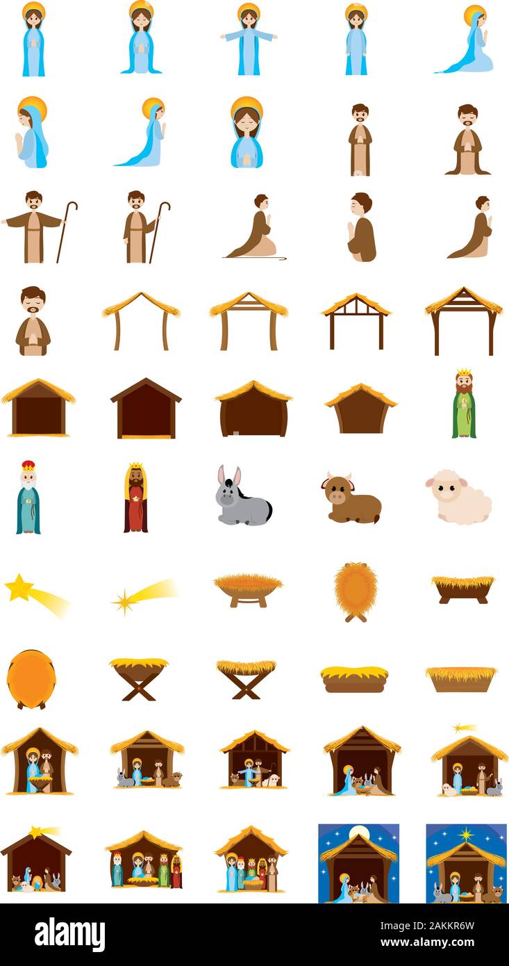 Schöne Krippe Symbole Stock Vektor