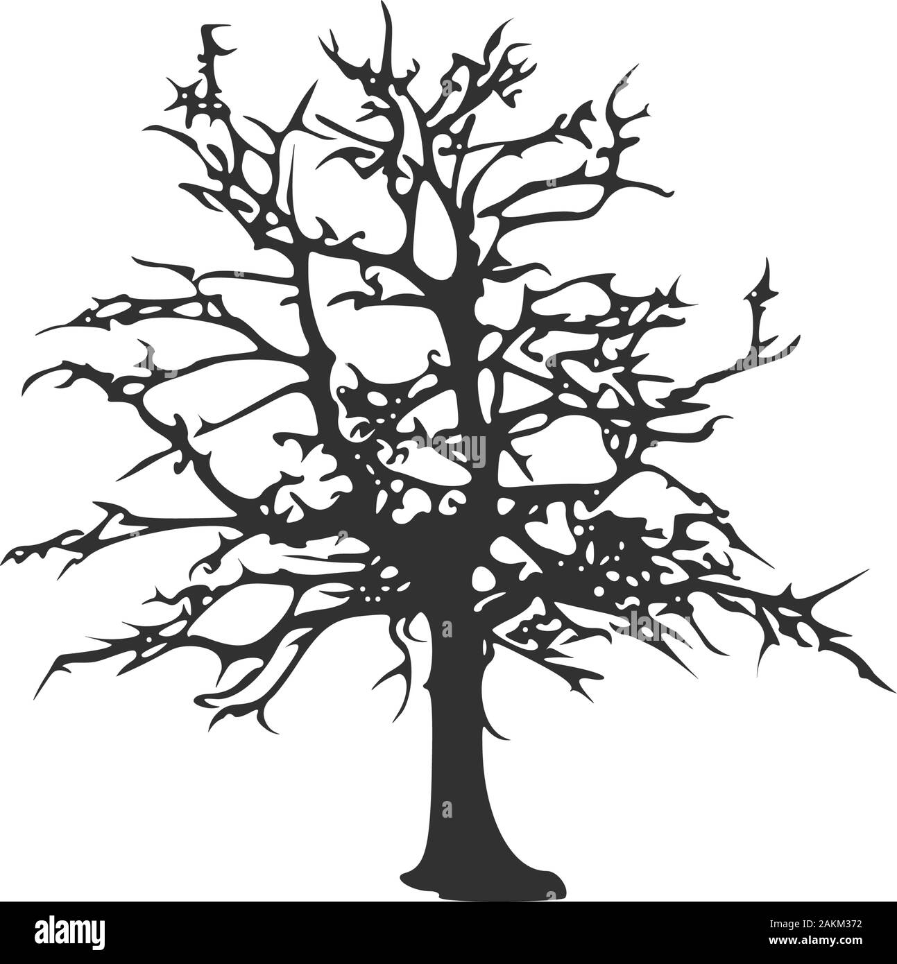 Einfacher schwarzer Baum Silhouette. Vektor Illustration auf weißem Hintergrund. Stock Vektor