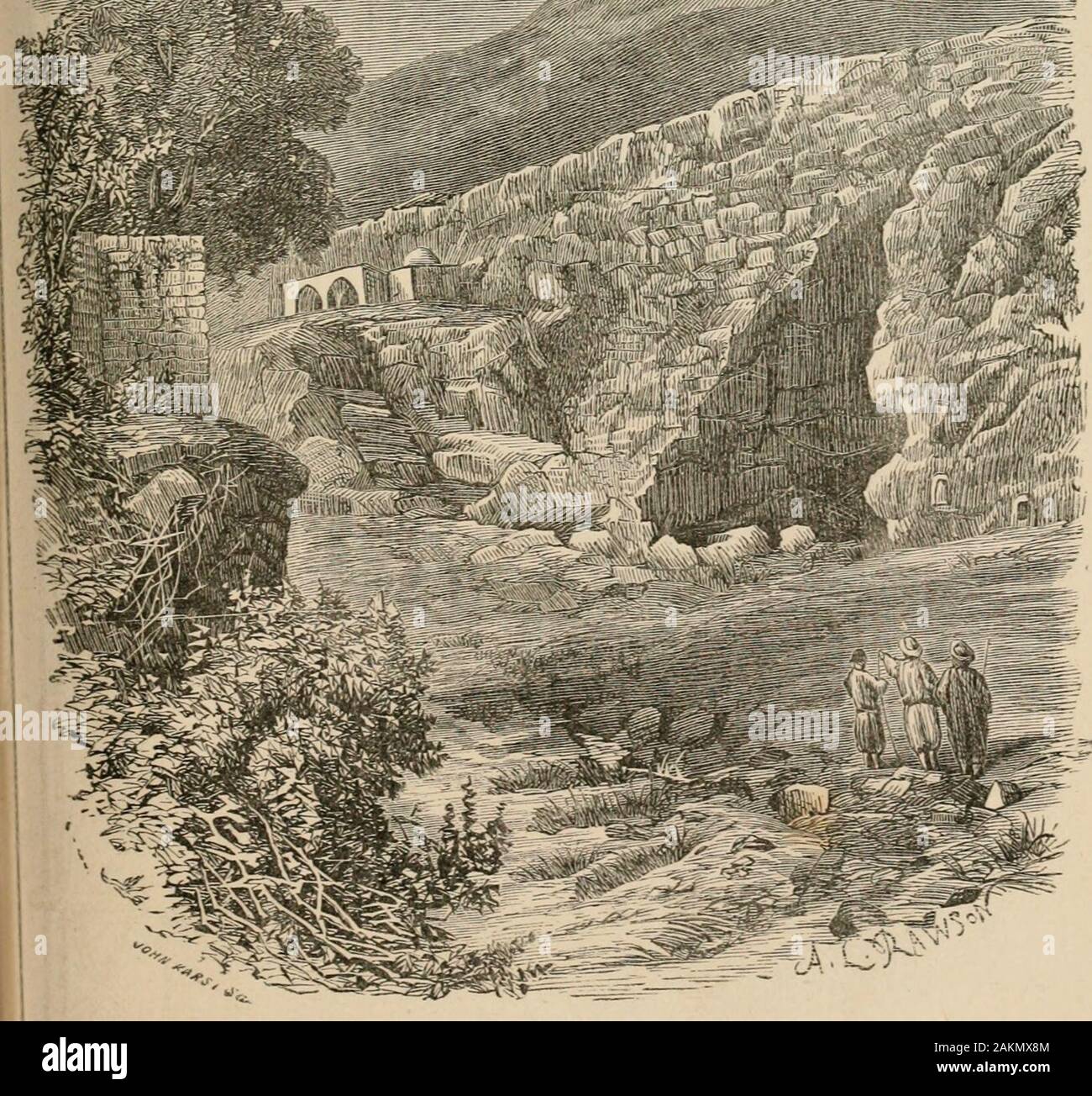 Antiquitäten des Orients vorgestellt wurde, enthält eine kurze Beschreibung der bemerkenswerten Ruinen von König Salomos Tempel und Speichern von Städten, zusammen mit denen von allen die meisten alten und berühmten Städte des Ostens, einschließlich Babel, Ninive, Damaskus, und Susan. Quelle DER KIVEK JOUUAN-l: A&gt; EAs. ODER DER UNIVERSITÄT V von 13 eine Brücke. In einem kurzen Abstand - westlich von diesem fonntain sind die bemerkenswerte Gruben oder Minen von festen als - phaltiira. Die Standorte der Quellen des Jordan sind aafollows-Viz,, Die wichtigsten östlichen Quelle, Banias, isin Lat. 33° 17 und 35°40 Ost Lon. von Greenwich; und Th Stockfoto