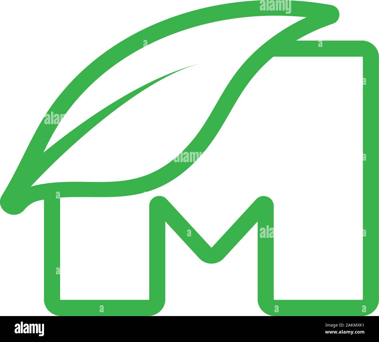 Buchstabe m Einfache Überlappung leaf logo Vektor Stock Vektor