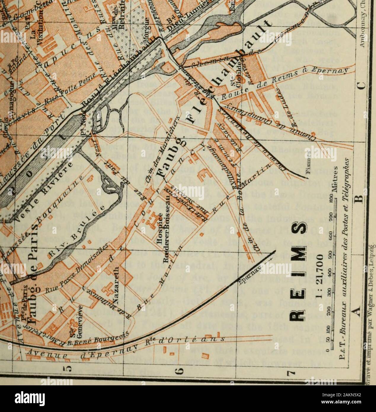 Frankreich: aus Belgien und den Englischen Kanal an der Loire, ohne Paris und seine Umgebung: Handbuch für Reisende. Ich u Kathedrale. Reims. 13. Route. 85., 7,,^" "t&Telegraph Büros, Rue C^ Res 30 (PI. C, 3), Rue Gambetta 64 (PI. D, 5), Avenue de Laon ItJ (PI. B, 2, Rue de Vesle 151 (PI B i) Bäder. Bairn Rimois, Rue de Vesle 147 und Bains de SanU, Bains Neptun, Place Drouet - dErlon 52 und 59. ?&Gt; ich ich Banken. Banque (te Frankreich (PI. C, 3), Place de THotel-de-Ville 1; Gutschrift Lyonnuts, Rue Carnot 25; Comptoir dEscompte, Rue Carnot U-Soci^ U Oenerale, Rue Courmeaux 18. Amerikanische Konsul, W Stockfoto