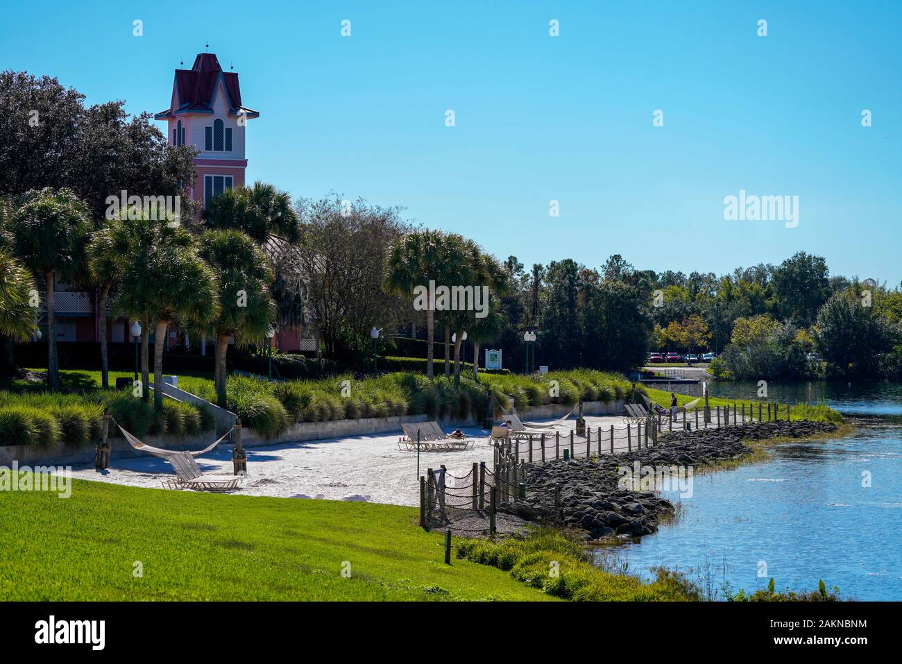 Eine allgemeine Ansicht von Walt Disney's Caribbean Beach Resort in Orlando, Florida, Stockfoto