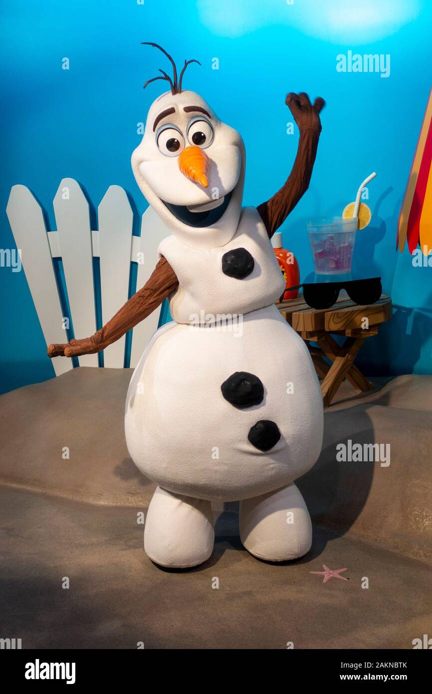 Walt Disney Charakter Olaf, vom gefrorenen Film. Stockfoto