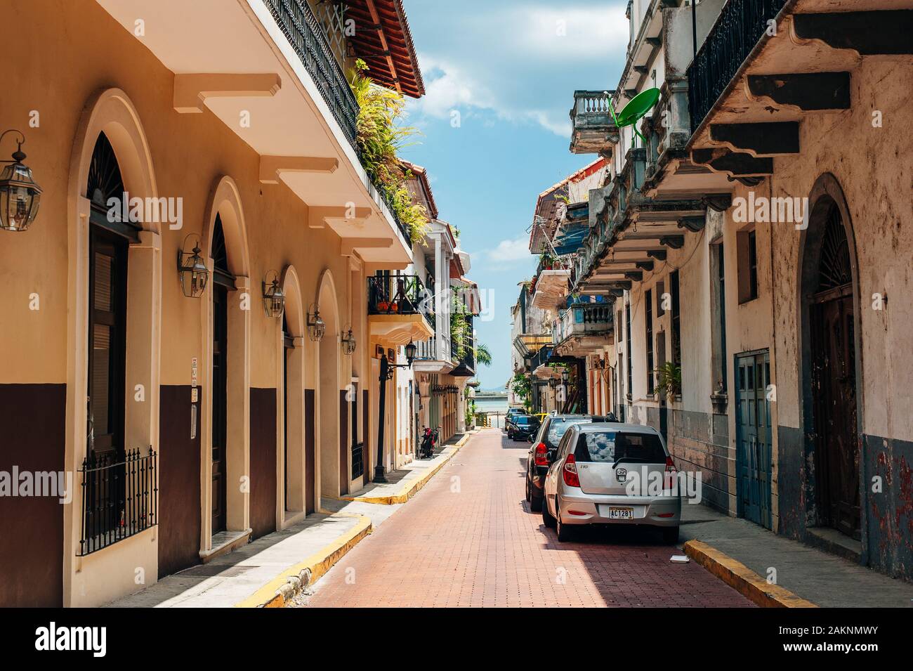 PANAMA CITY, Panama - Juni, 2019. Alte Gebäude in der Altstadt von Panama City Stockfoto