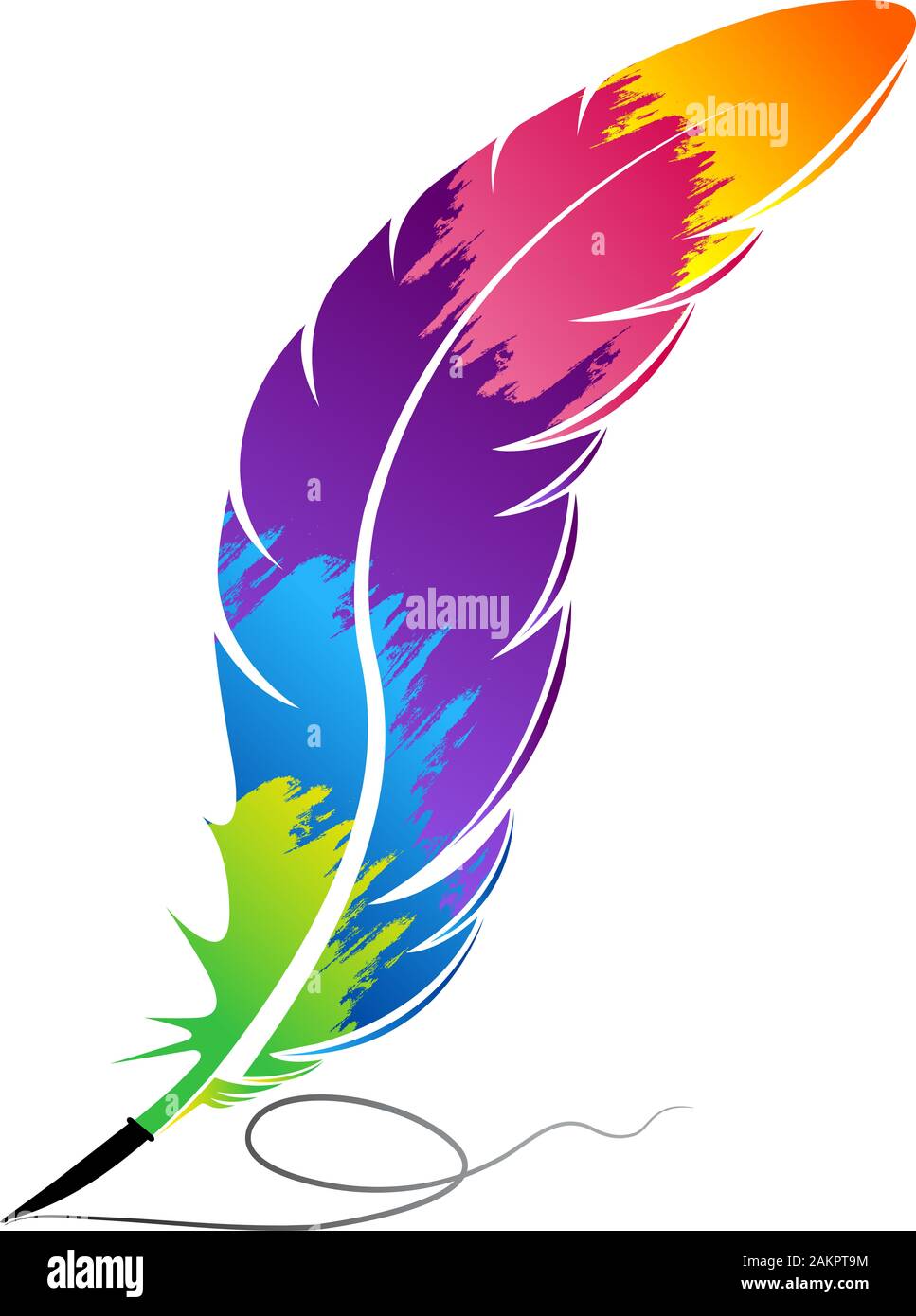 Farbenfrohes Regenbogenfederlogo Stockfoto