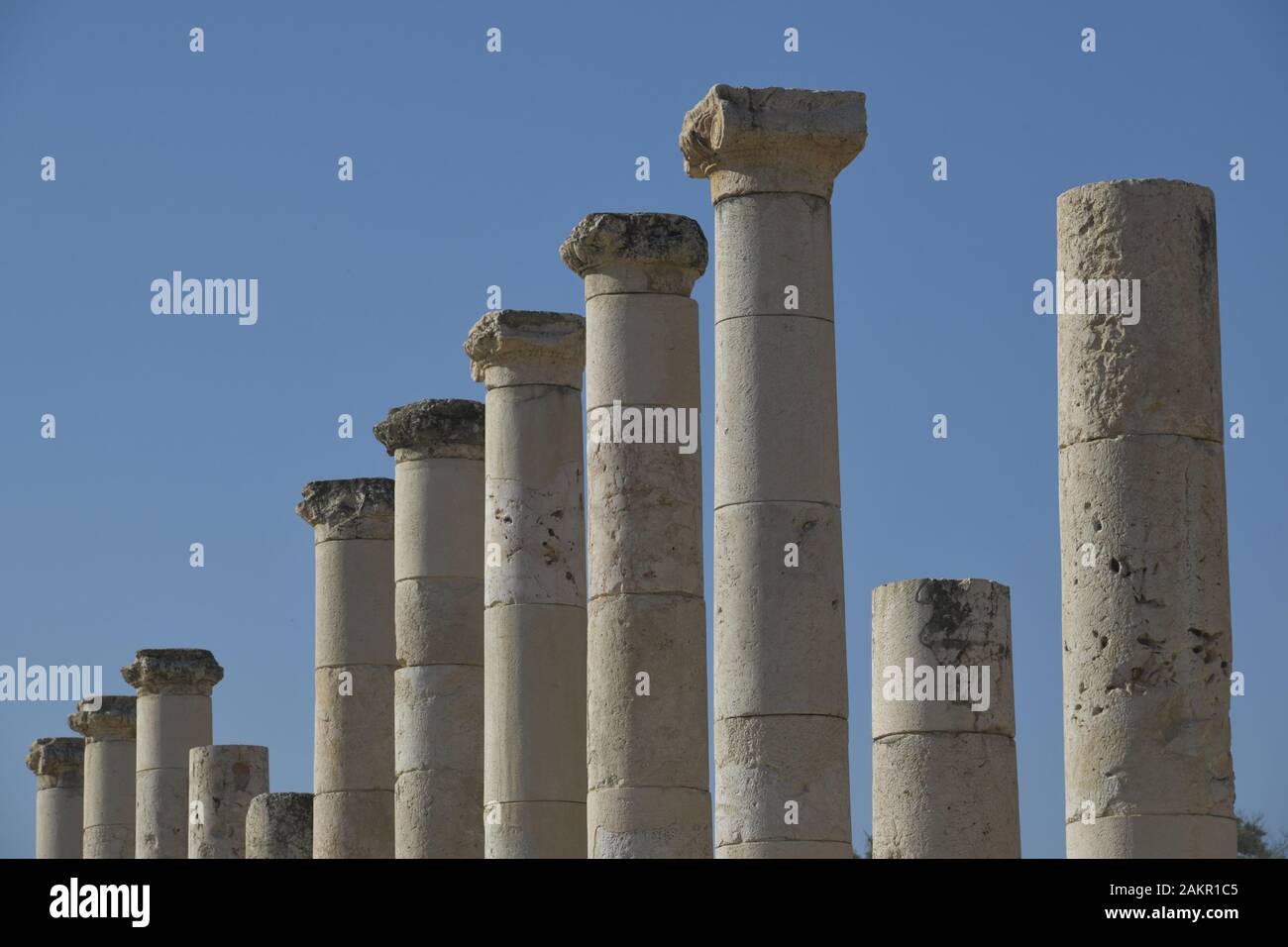 Säulen, Palladius-Stra ße, Ausgrabungsstätte Bet Sche'an, Israel Stockfoto