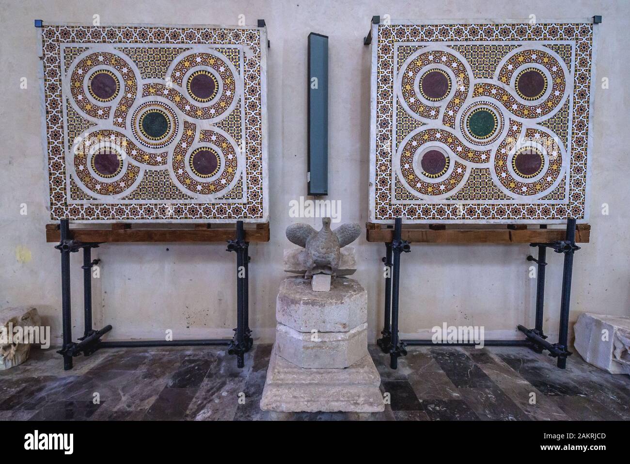 Historischen Mosaik in der Basilika Kathedrale der Verklärung in Cefalu Stadt und Gemeinde an der Tyrrhenischen Küste von Sizilien, Italien Stockfoto