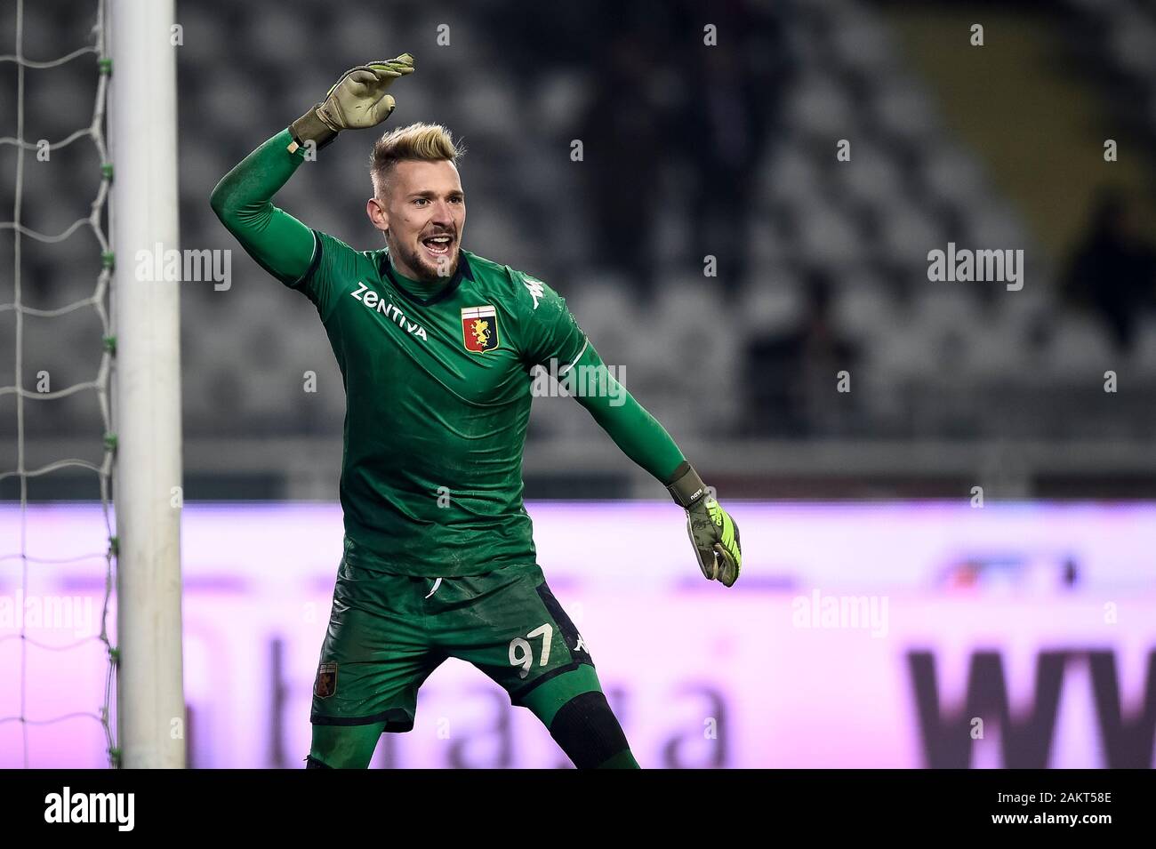 Turin, Italien - 09 Januar, 2020: Ionut Radu von Genua CFC reagiert während der Coppa Italia FC Fußballspiel zwischen Turin und Genua CFC. Credit: Nicolò Campo/Alamy leben Nachrichten Stockfoto