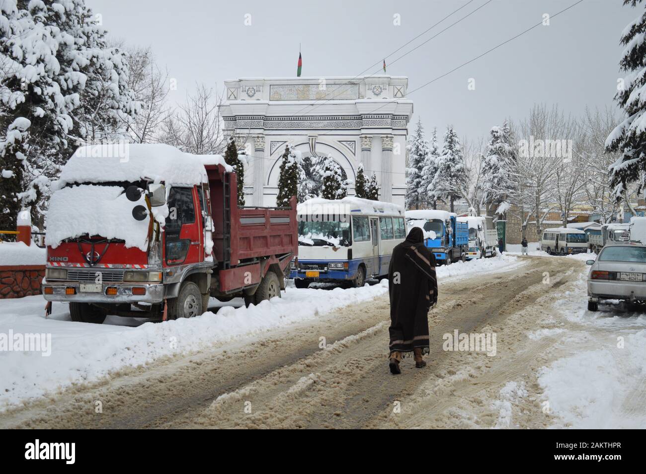 Sieg Arch in Paghman im Winter, Afghanistan Stockfoto