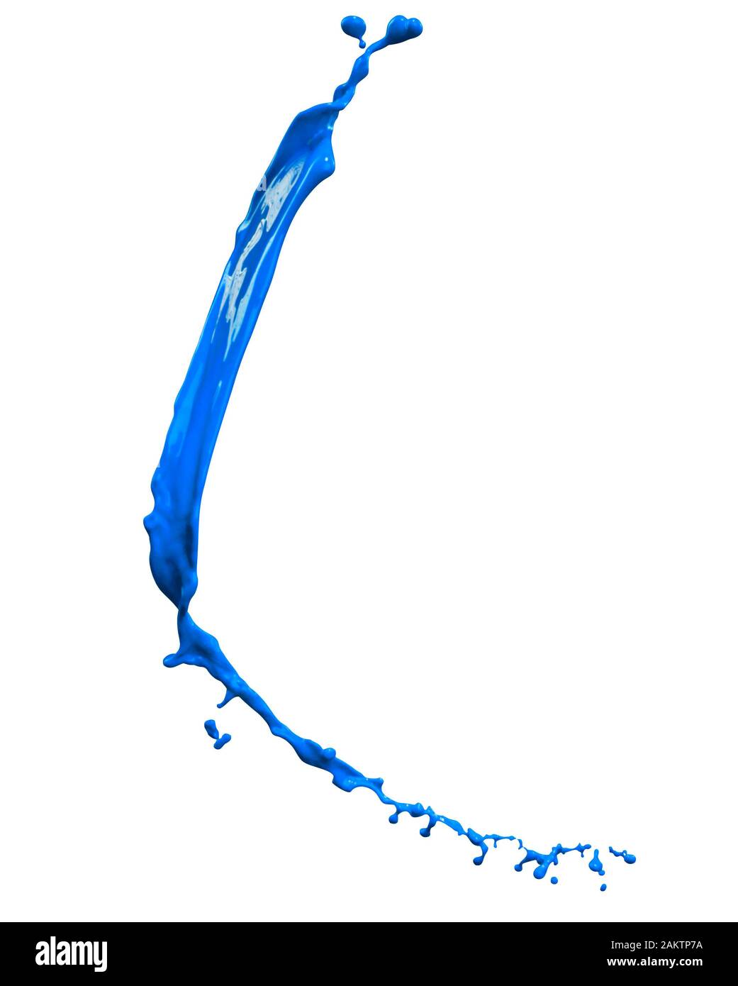 Isolierte Schuss von blauer Farbe Splash auf weißem Hintergrund Stockfoto