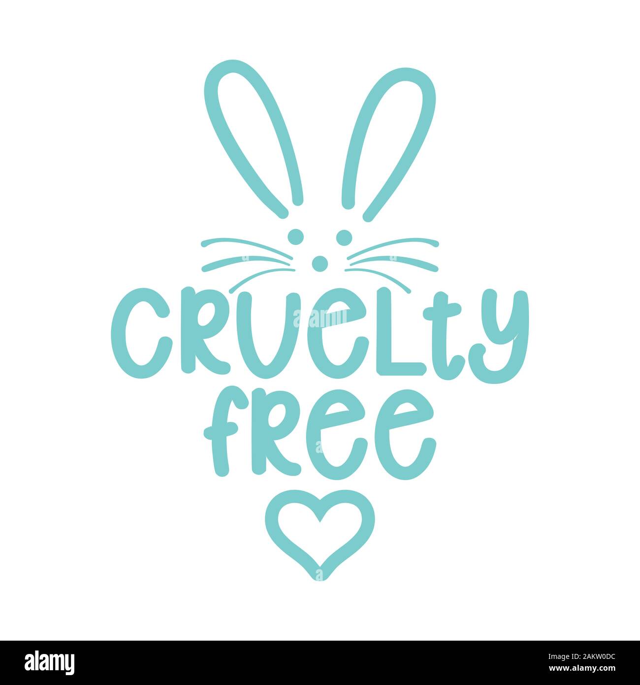 Cruelty Free logo mit niedlichen Häschen - Handgeschriebenen Etikett und Kaninchen drawning. Schriftzug Poster t-shirt Textil Grafik Design. Schöne Illustration. Keine Stock Vektor