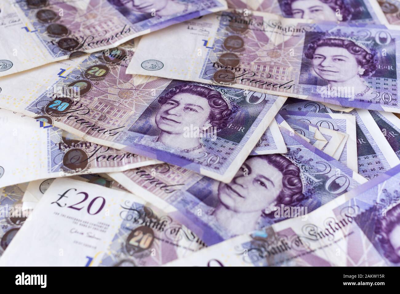 Britisches Englisch Sterling 20 Pfund Stockfoto
