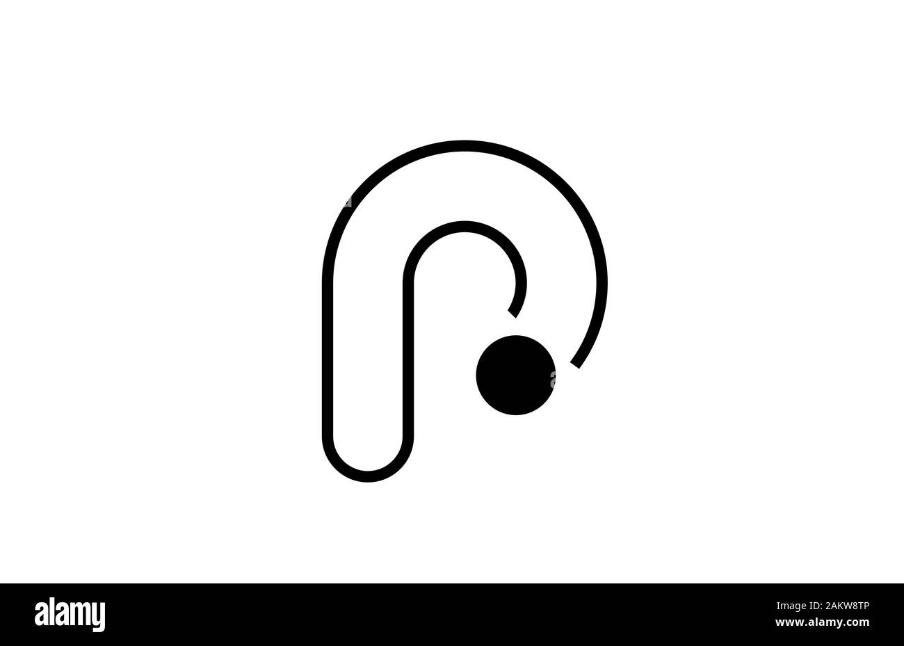 Buchstaben p Logo icon template Elemente Linie in Schwarz und Weiß für das Geschäft mit Punkt. Geeignet für ein Unternehmen Design Stock Vektor