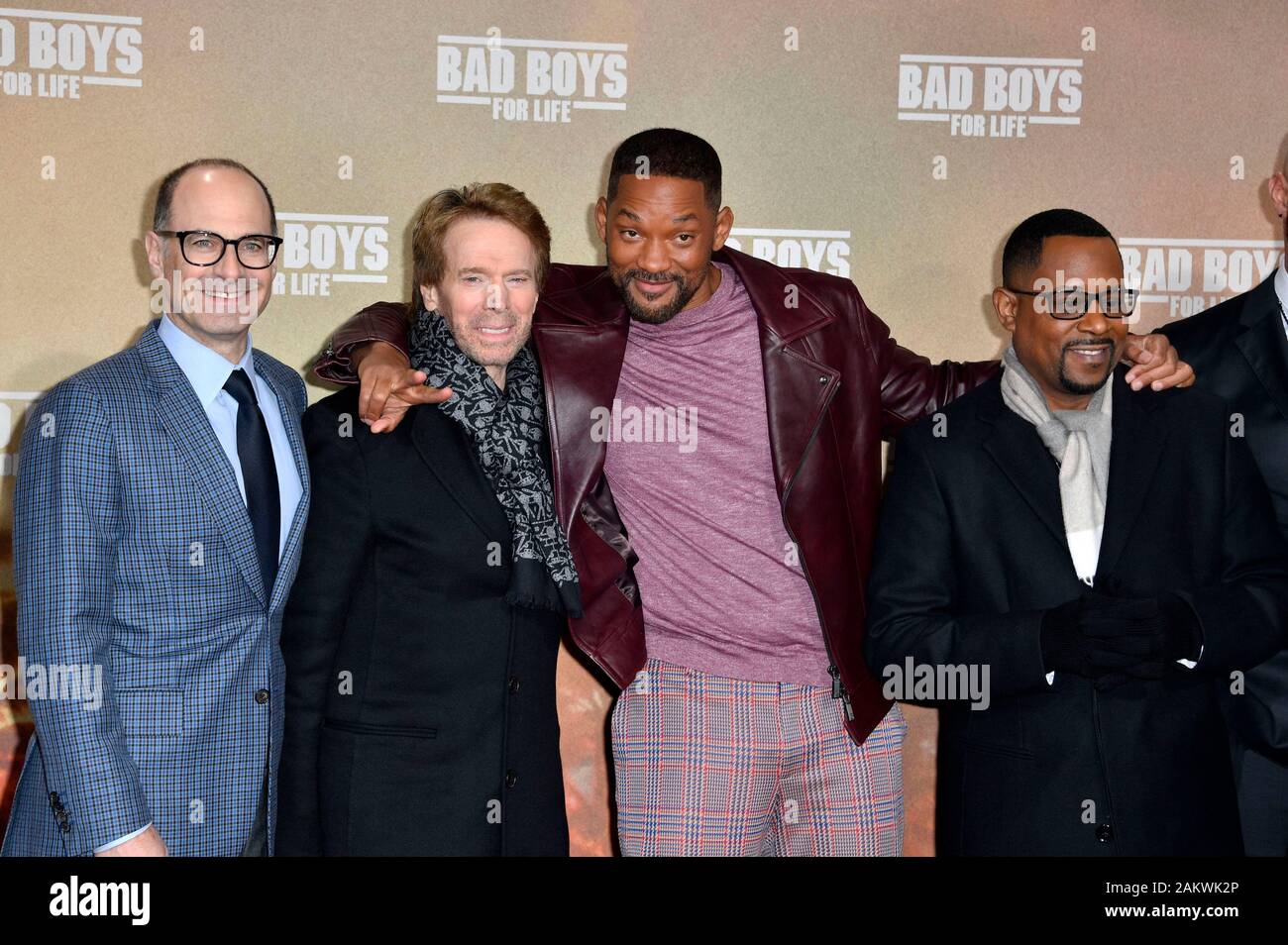 Doug Belgrad, Jerry Bruckheimer, Will Smith und Martin Lawrence die Teilnahme an der "Bad Boys For Life" Premiere im Zoo Palast am 7. Januar 2020 in Berlin, Deutschland. Stockfoto