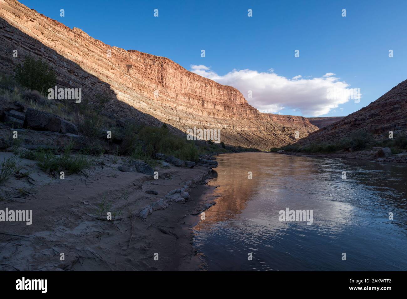 Der San Juan River fließt durch eine Schlucht im südlichen Utah. Stockfoto