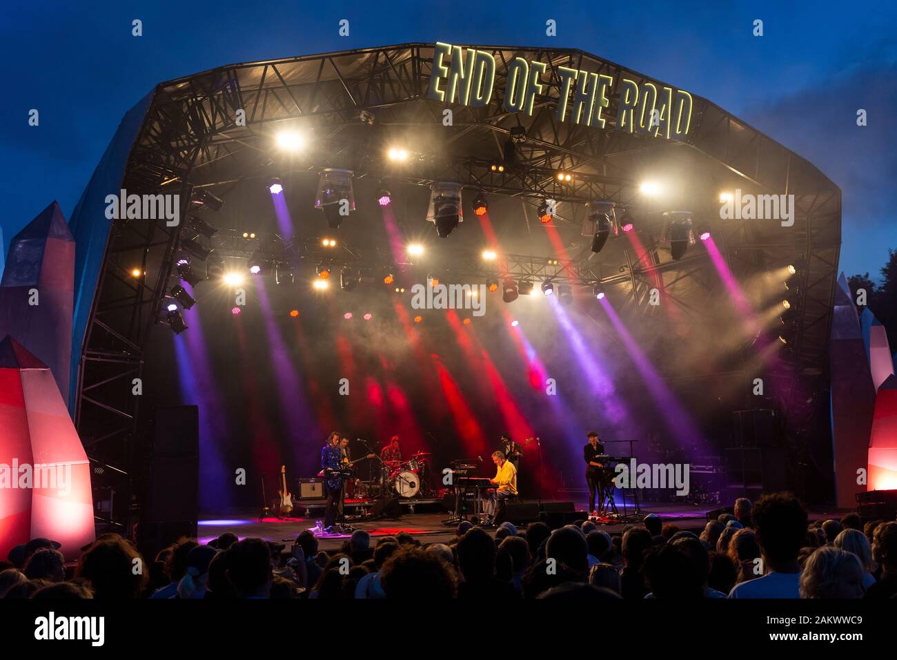 Baxter Dury spielen die Wälder Bühne am Ende der Straße Festival am 30. August 2019 Stockfoto