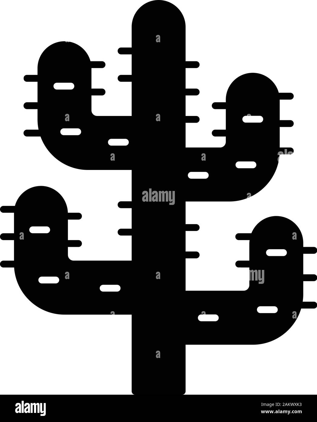 Saguaro Kaktus glyph Icon. Baum wie Kakteen. Wüste Anlage. Stacheligen Sukkulenten. Silhouette Symbol. Negativer Platz. Vektor isoliert Abbildung Stock Vektor