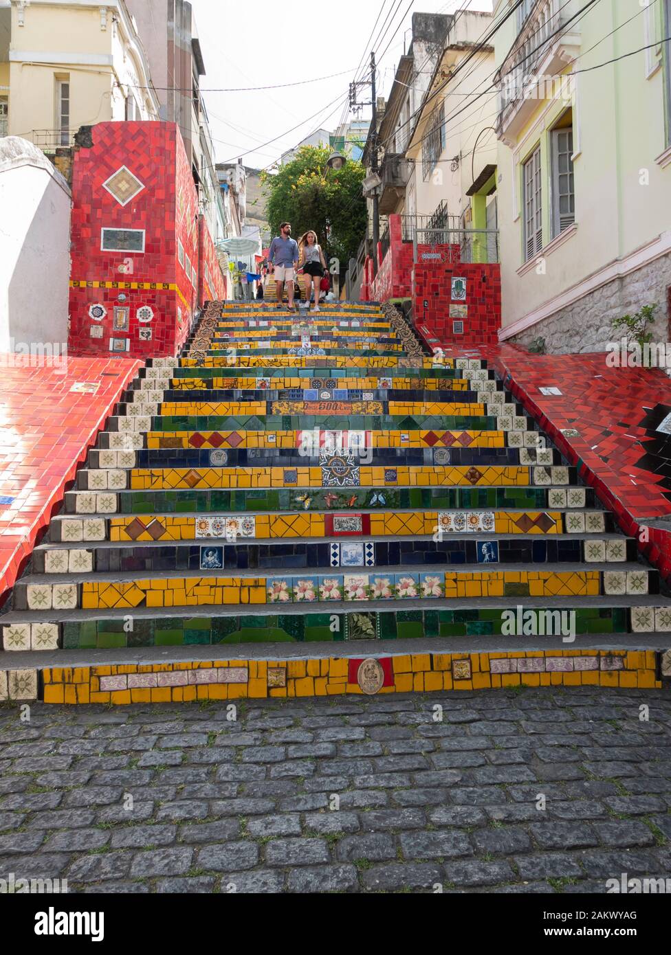 Selaron Schritte (escadaria Selarón), Centro, Rio de Janeiro, Brasilien. Stockfoto