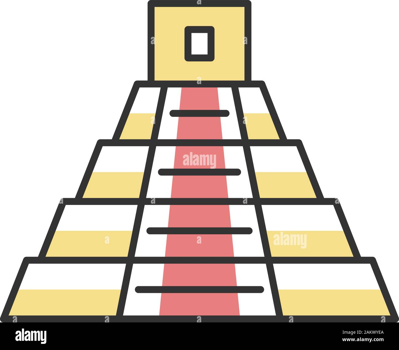 Mexikanische Pyramide Farbe Symbol. Teotihuacan. Maya Pyramide. Treppen hinauf. Isolierte Vector Illustration Stock Vektor