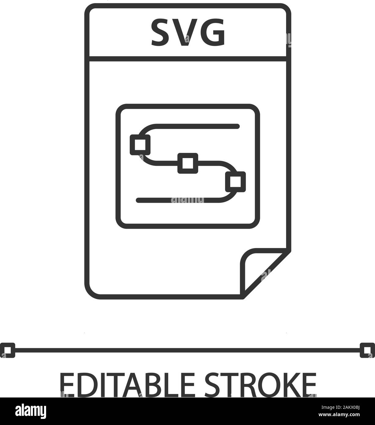 SVG-Datei lineare Symbol. Scalable Vector Graphics. Image File Format. Dünne Linie Abbildung. Kontur Symbol. Vektor isoliert Umrisse zeichnen. Editierbare s Stock Vektor
