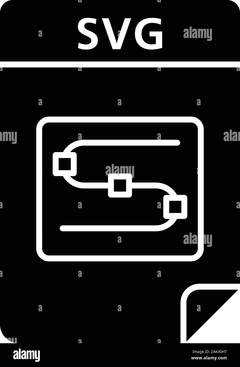 SVG-Datei glyph Icon. Scalable Vector Graphics. Image File Format. Silhouette Symbol. Negativer Platz. Vektor isoliert Abbildung Stock Vektor