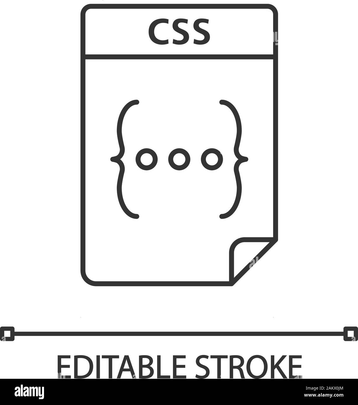CSS-Datei lineare Symbol. Cascading Style Sheets. Webseite Text File Format. Dünne Linie Abbildung. Kontur Symbol. Vektor isoliert Umrisse zeichnen. Edita Stock Vektor
