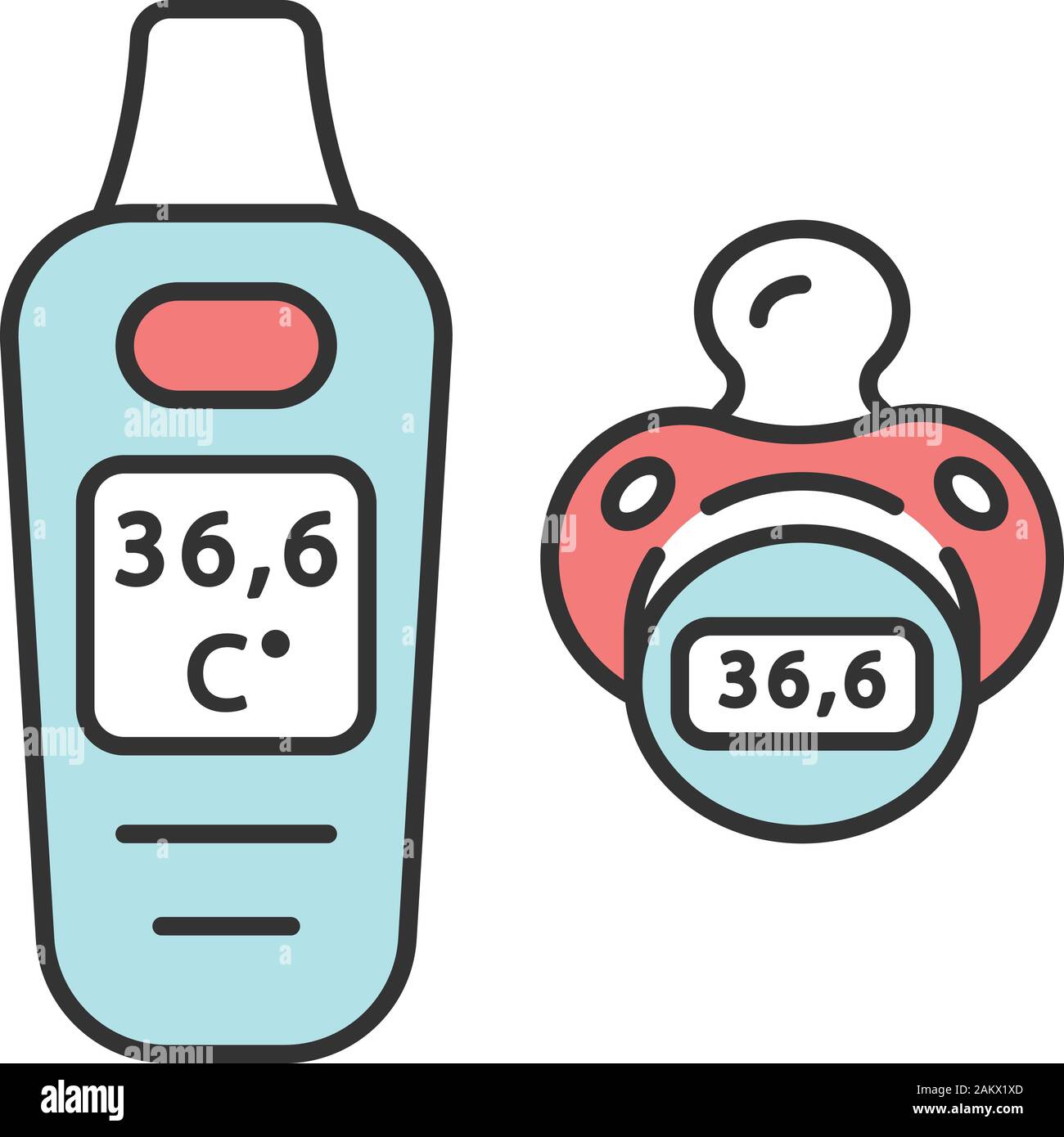 Digitales Schnullerthermometer Farbe Symbol. Körpertemperatur messen. Baby  Mund nippel Thermometer. Die normale Körpertemperatur auf dem Display. Home  diagnosti Stock-Vektorgrafik - Alamy