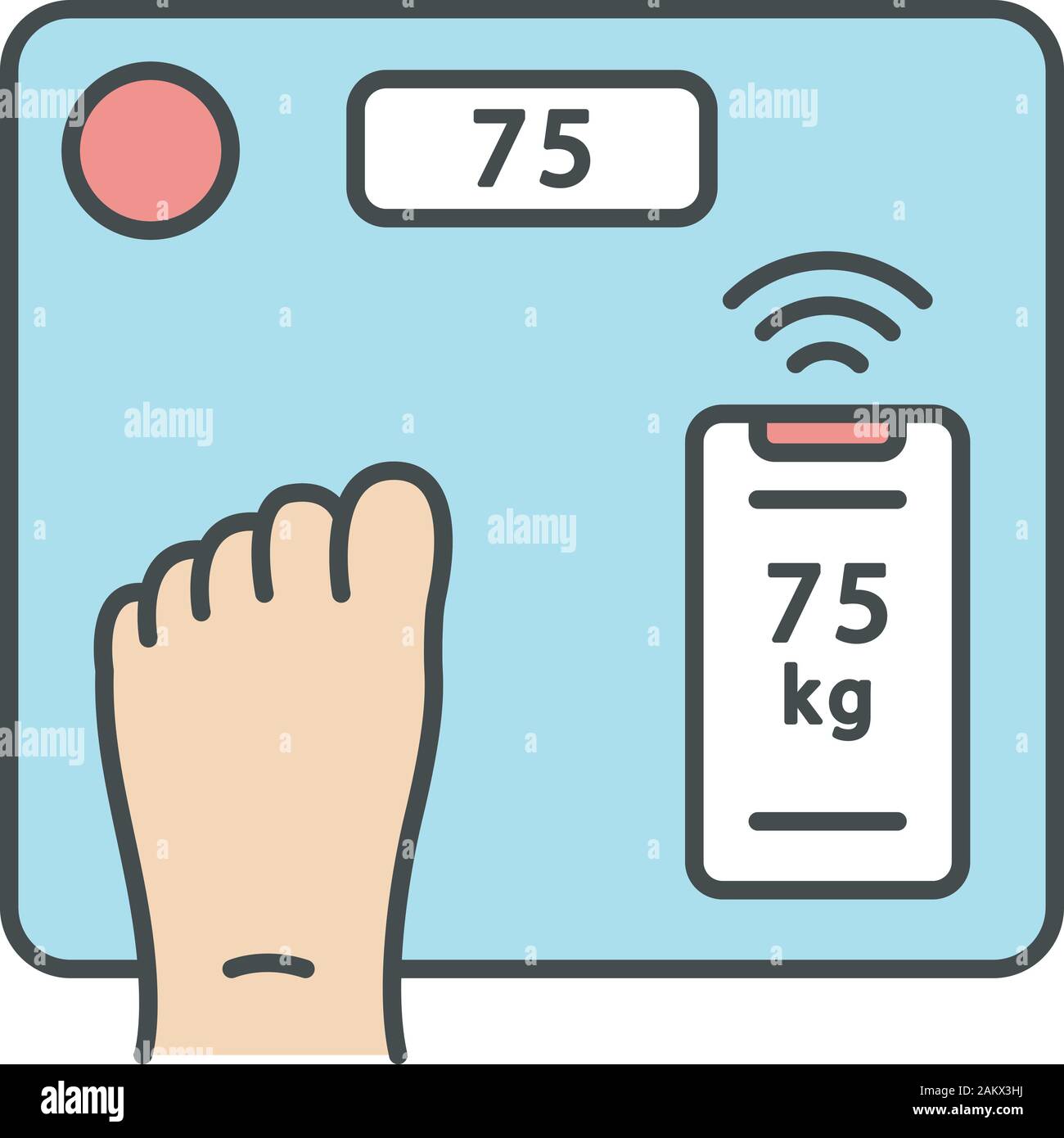 Smart wireless body Skalen Farbe Symbol. Body Mass Index, Muskel-, Fett-  Messung. Gewicht Verlust Kontrolle gerät. Home digitale Personenwaage mit  Schritt auf Stock-Vektorgrafik - Alamy