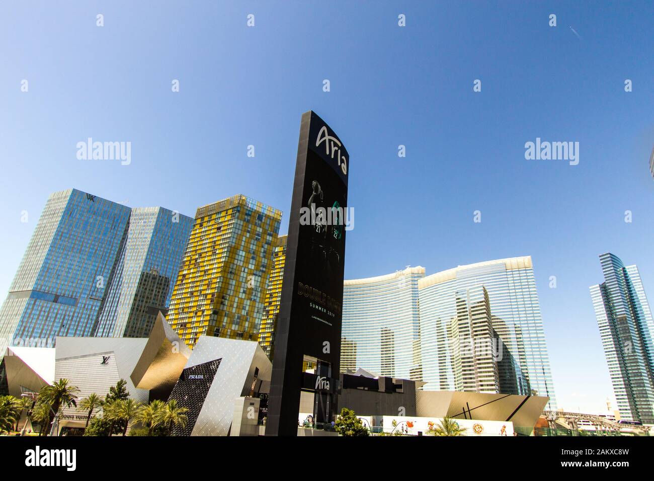 Las Vegas, Nevada, USA - Außenfassade des Aria Resort and Casino am berühmten Las Vegas Strip. Stockfoto