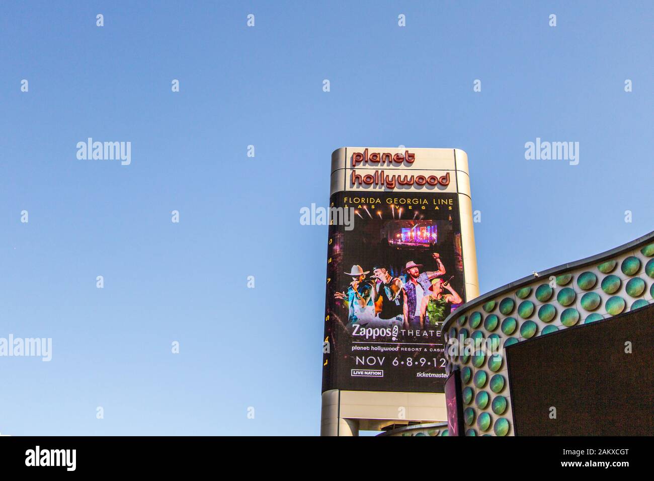 Las Vegas, Nevada, USA - 6. Mai 2019: Außenansicht des Las Vegas Planet Hollywood. Das Resort ist das ehemalige Aladdin Hotel. Stockfoto