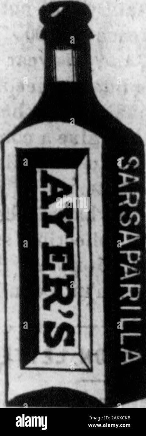Die Nord-carolina Presbyterianischen. lood usw., keine impressme mehr als meinem eigenen Fall, und ich gewissenhaft^ Eve, es zu myduty werden die Menschen es wissen. Vor zwanzig Jahren, im Alter von 18 Jahren, hatte ich Schwellungen an meinen Beinen, die brach und wurde mit Wunden. ich unsere Familie Arzt konnte mir nicht gut tun, und es wurde befürchtet, dass der Knochen betroffen sein würden. Endlich, meine gute alte Mutter drängte mich zu tryAyerB Sarsaparllla. Ich habe drei Flaschen, die Wunden geheilt, und ich nicht da bemüht worden. Nur die Narben bleiben, und die Erinnerung an die Vergangenheit, um mich zu der guten Ayers Sarsaparllla erinnern hat mich getan. Stockfoto