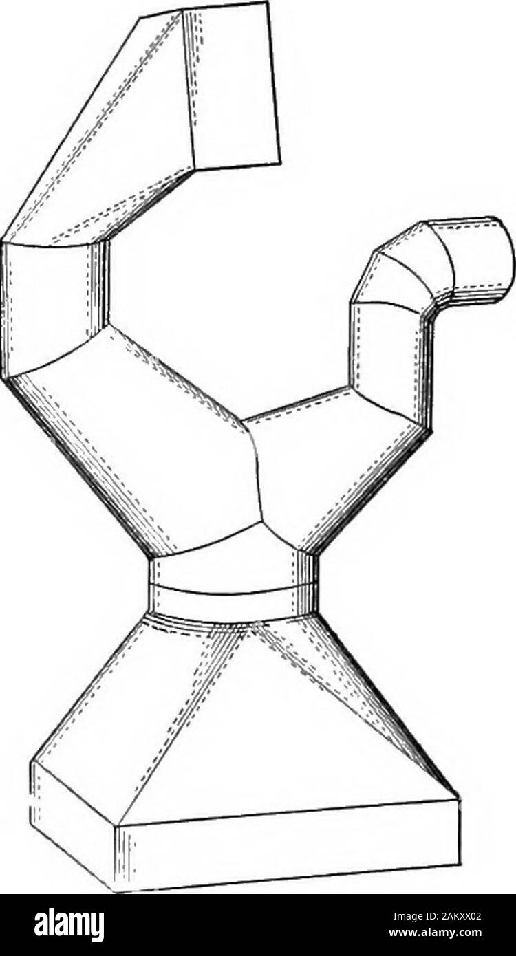 Die Grundlagen der Darstellenden Geometrie. Abb. 146. - Ein Papier Modell. Eine closeexamination der Öffnung in thecowl zeigt die Methode usedto der Gelenke machen. Abb. 147. - Eine weitere papermodel. Stockfoto
