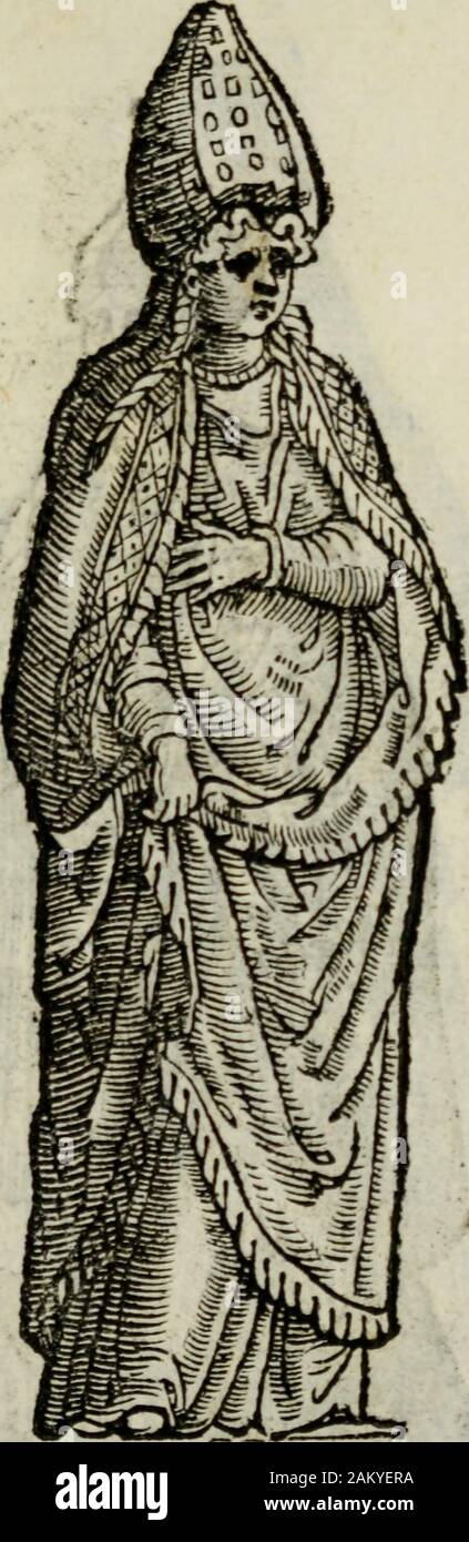 Habiti antichi;. // Gran Cane de Tartari ufa portare [Otto la Corona un ornamento Alto à gtót]* Di Corno, Al collo Porta durch grojjè catene Doro ad vna delle quali Porta attaccata lafcimitarra * Libro neue Ito. V Antiche donne Garamantbe porta-nano lafòttana di Ve luto colorturchino adopera, di Lunga fin [opra ipiedi, lacconcia - tura dcUateflafembraua una mi tra Pa - blass coperta di Velo^ ò di Veluto rojjfo. Aa? 57 "Habiti dellAfa Stockfoto