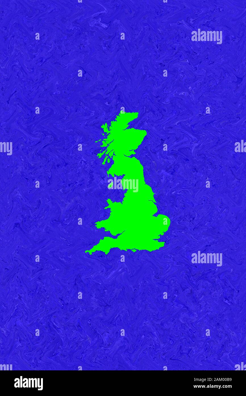 Grüne Karte von England, Schottland und Wales Stockfoto