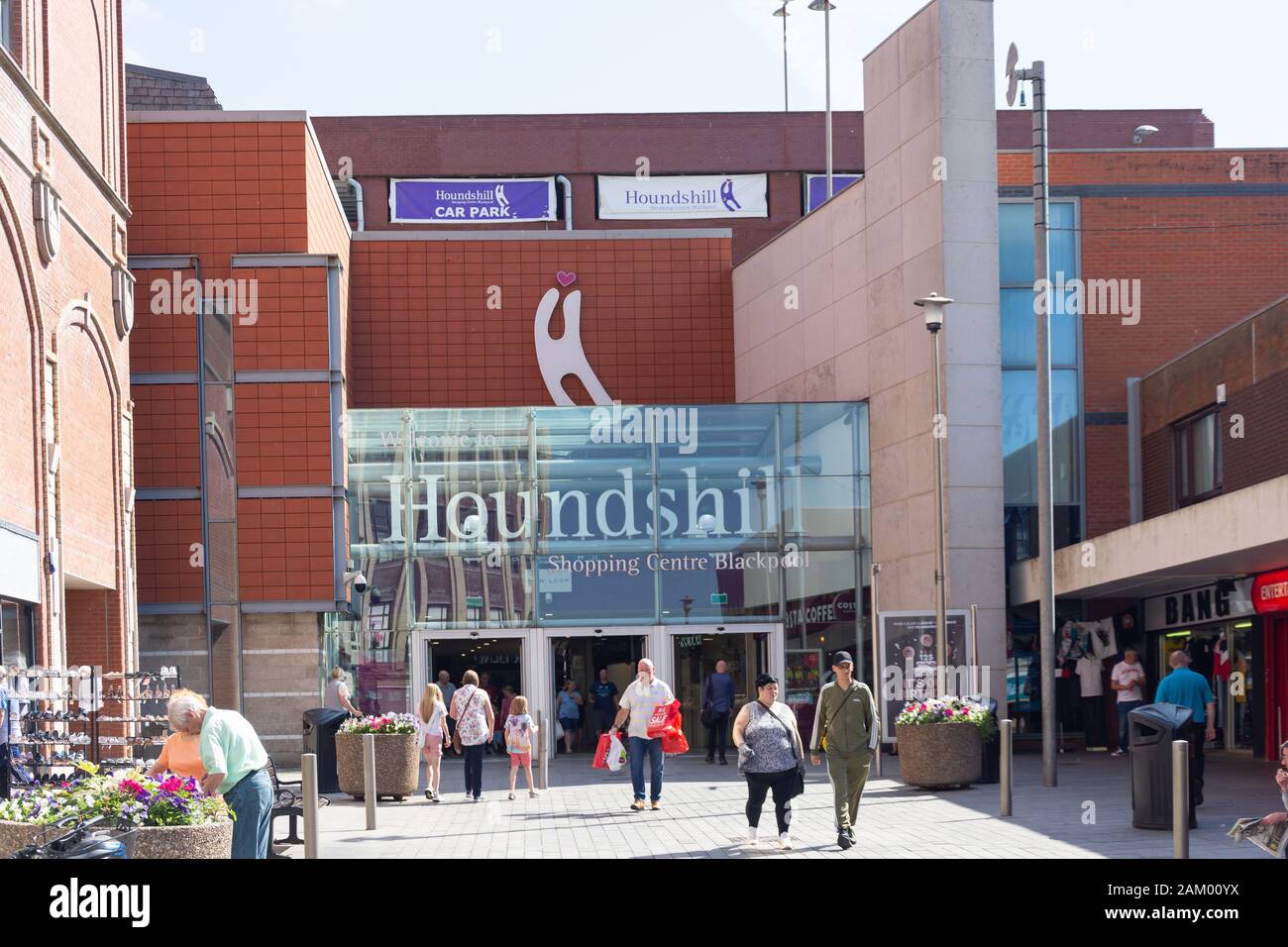 Eintritt zum Houndshill Shopping Center, Victoria Street, Blackpool, Lancashire, England, Großbritannien Stockfoto