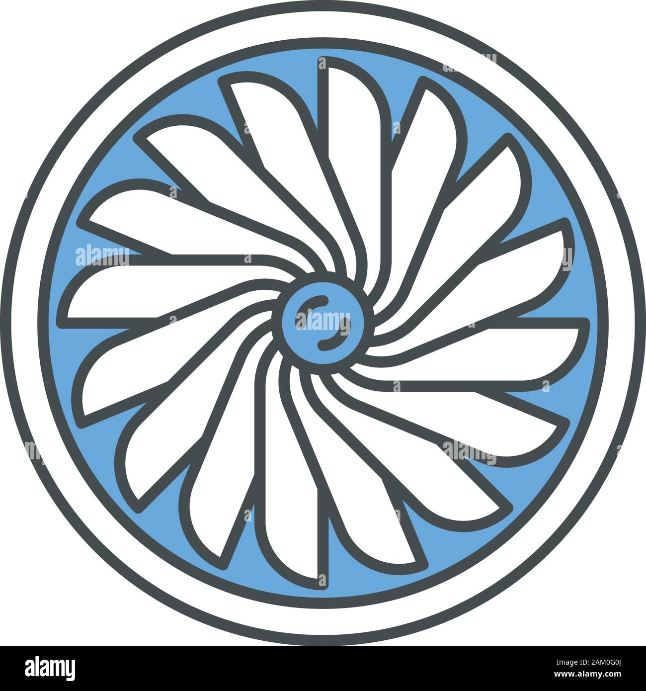 Flugzeug turbine Farbe Symbol. Flugzeug Ausrüstung. Jet Propeller. Flugmotor. Aviation Service. Flugzeug reisen. Motor läuft. Aviation teil. Airliner jou Stock Vektor
