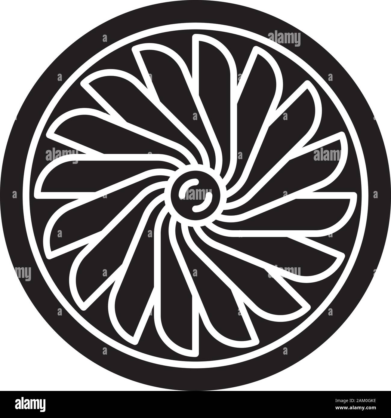 Flugzeug turbine Glyph icon. Flugzeug Ausrüstung. Jet Propeller. Flugmotor. Aviation. Motor läuft. Aviation teil. Airliner Reise. Silhouette Symbol. Stock Vektor