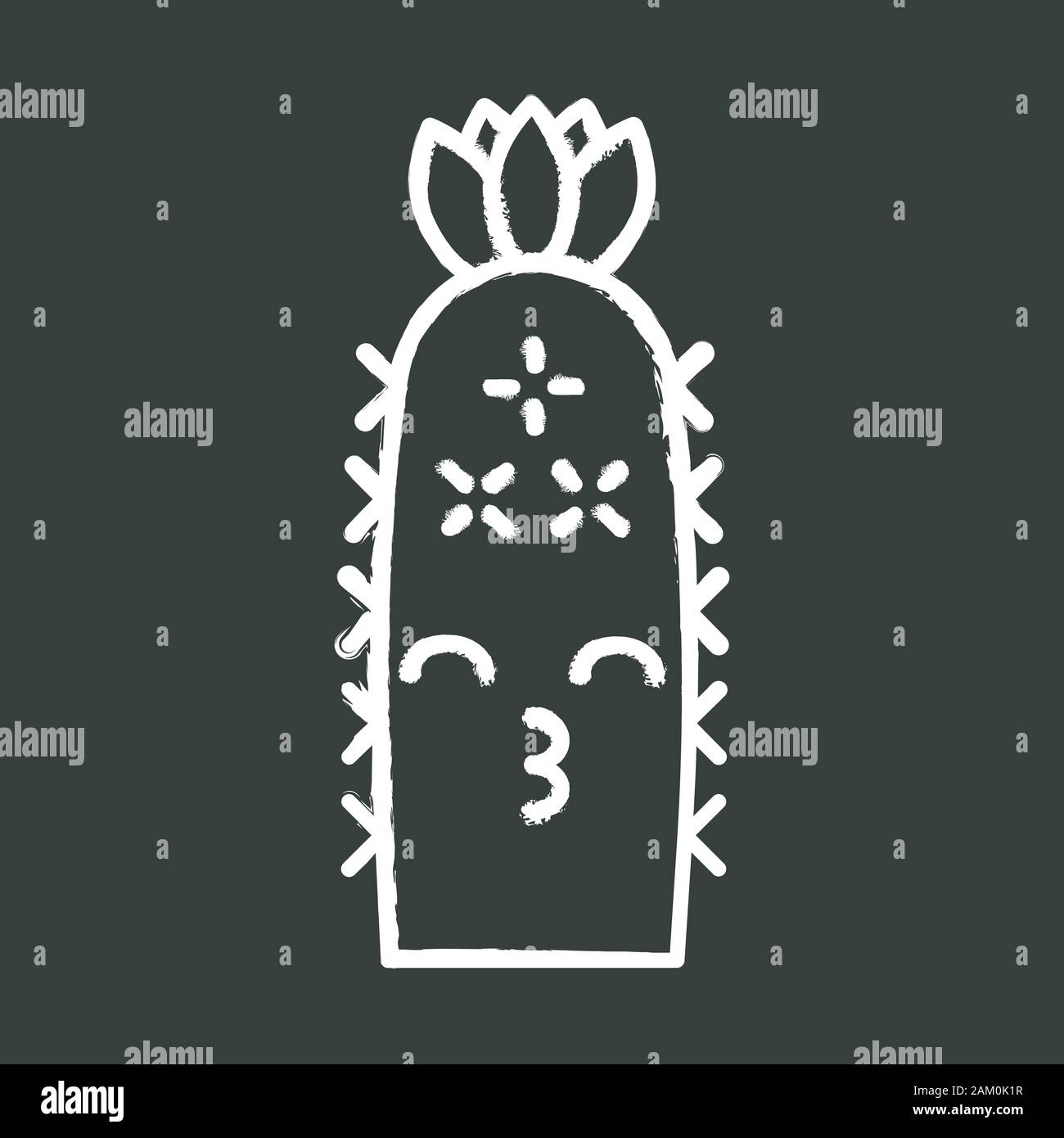 Hedgehog cactus Chalk Symbol. Cactus mit dem Küssen. Echinopsis mit lachenden Augen und Blume. Wilden Kakteen. Happy Anlage. Sukkulenten Pflanzen. Zimmerpflanze. Ich Stock Vektor